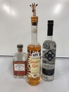 3 X ASSORTED GINS TO INCLUDE GIRAFFE, BRECON BOTANICALS AND GRAVENEY (PLEASE NOTE: 18+YEARS ONLY. STRICTLY NO COURIER REQUESTS. COLLECTIONS MONDAY 22ND - FRIDAY 26TH APRIL 2024 ONLY)