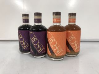 4 X ASSORTED BOTTLES OF CROSSIP NON-ALCOHOLIC NATURAL SPIRITS TO INCLUDE RICH BERRY AND FRESH CITRUS