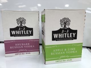 CASE OF 6 X J.J WHITLEY RHUBARB VODKA 70CL ABV 38% TO INCLUDE CASE OF 6 X J.J WHITLEY APPLE & LIME VODKA 70CL ABV 38% (PLEASE NOTE: 18+YEARS ONLY. STRICTLY NO COURIER REQUESTS. COLLECTIONS MONDAY 22N