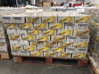 PALLET OF APPROX 110 CASES OF SCHWEPPES SLIMLINE TONIC WATER MIXER CANS (2 PACKS PER CASE, 12 X 150ML CANS PER PACK, BBE 30/04/2024)