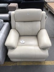 GRACY POWER RECLINER CHAIR WITH POWER HEADREST IN BONE CHINA LEATHER - RRP £849 (COLLECTION OR OPTIONAL DELIVERY)