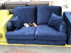 2 SEATER SOFA IN DARK BLUE VELVET (COLLECTION OR OPTIONAL DELIVERY)