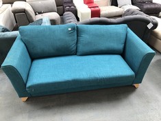 LAYLA 2 SEATER SOFA IN LAYKLA LINSO TEAL ALL OVER (COLLECTION OR OPTIONAL DELIVERY)