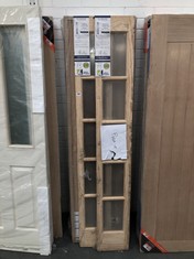 4 X ASSORTED DOORS TO INCLUDE XL JOINERY DEMI PANEL INTERIOR DOOR IN PINE / CLEAR GLASS APPROX 1981 X 591MM (COLLECTION OR OPTIONAL DELIVERY) (KERBSIDE PALLET DELIVERY)