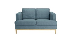 SCARLETT STRUCTURED 2 SEATER SOFA IN DEEP BLUE FABRIC - RRP £699 (COLLECTION OR OPTIONAL DELIVERY)