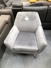 LIGHT GREY VELVET ARMCHAIR (COLLECTION OR OPTIONAL DELIVERY)