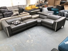 2.5 SEATER, CORNER, 1 SEATER CORNER SOFA IN DARK GREY LEATHER (COLLECTION OR OPTIONAL DELIVERY)