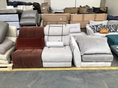 3 X ASSORTED SOFA PARTS TO INCLUDE MIDDLE SOFA PART IN LIGHT GREY FABRIC (PART ONLY) (COLLECTION OR OPTIONAL DELIVERY)