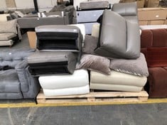 PALLET OF ASSORTED SOFA PARTS TO INCLUDE LIGHT CREAM LEATHER SOFA PART (PARTS ONLY) (COLLECTION OR OPTIONAL DELIVERY) (KERBSIDE PALLET DELIVERY)
