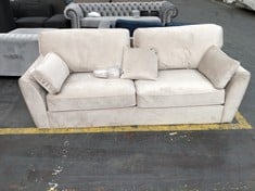 JAMES 3 SEATER SOFA IN LIGHT BEIGE VELVET - RRP £799 (COLLECTION OR OPTIONAL DELIVERY)