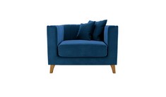 BARRA ARMCHAIR IN DEEP BLUE VELVET - RRP £723 (COLLECTION OR OPTIONAL DELIVERY)