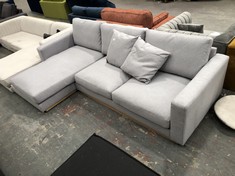4 SEATER LEFT HAND CHAISE CORNER SOFA IN LIGHT GREY FABRIC (COLLECTION OR OPTIONAL DELIVERY)