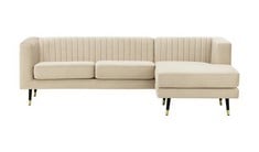SLENDER LARGE RIGHT HAND CORNER SOFA IN LIGHT NATURAL FABRIC - RRP £899 (COLLECTION OR OPTIONAL DELIVERY)