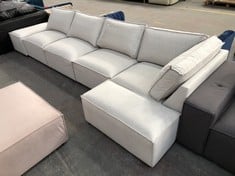 CHARLES MODULAR 5PCS CORNER SOFA IN LIGHT GREY FABRIC - RRP £1469 (COLLECTION OR OPTIONAL DELIVERY)