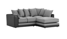 DILLON RIGHT HAND FACING CORNER SOFA IN MALMO LIGHT GREY / SNAKE BLACK - RRP £1058 (COLLECTION OR OPTIONAL DELIVERY)