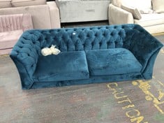 CHESTERFIELD MODERN 2 SEATER SOFA IN DEEP GREEN VELVET - RRP £699 (COLLECTION OR OPTIONAL DELIVERY)