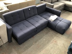 3 SEATER LEFT HAND FACING CHAISE SOFA IN DARK BLUE FABRIC (COLLECTION OR OPTIONAL DELIVERY)