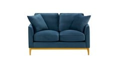 LINARA 2 SEATER SOFA IN PEACOCK BLUE VELVET - RRP £952 (COLLECTION OR OPTIONAL DELIVERY)