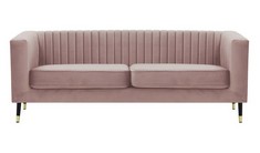 SLENDER 3 SEATER SOFA IN LIGHT PINK VELVET - RRP £699 (COLLECTION OR OPTIONAL DELIVERY)