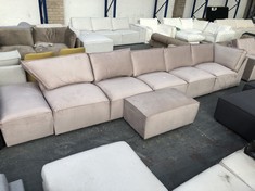 CHARLES MODULAR 5PCS CORNER SOFA IN LIGHT PINK FABRIC TO INCLUDE CHARLES SINGLE MODULAR UNIT IN LIGHT PINK FABRIC - TOTAL LOT RRP £1758 (COLLECTION OR OPTIONAL DELIVERY)