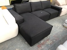 CHARLES RIGHT HAND FACING CORNER SOFA IN BLACK FABRIC - RRP £949 (COLLECTION OR OPTIONAL DELIVERY)