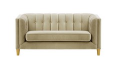 SODRE 2 SEATER SOFA IN LIGHT BROWN VELVET - RRP £1099 (COLLECTION OR OPTIONAL DELIVERY)