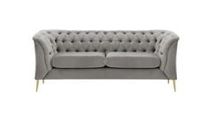 CHESTERFIELD MODERN 2 SEATER SOFA IN LIGHT GREY VELVET - RRP £699 (COLLECTION OR OPTIONAL DELIVERY)