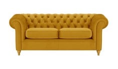 CHESTERFIELD 3 SEATER SOFA IN GOLDEN YELLOW VELVET - RRP £846 (COLLECTION OR OPTIONAL DELIVERY)