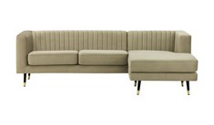 SLENDER LARGE RIGHT HAND CORNER SOFA IN LIGHT NATURAL FABRIC - RRP £899 (COLLECTION OR OPTIONAL DELIVERY)