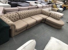 CHESTERFIELD RIGHT HAND FACING 4 PIECE CORNER MODULAR SOFA IN LIGHT BROWN FABRIC - RRP £2072 (COLLECTION OR OPTIONAL DELIVERY)