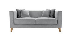 BARRA 2 SEATER SOFA IN LIGHT GREY VELVET - RRP £963 (COLLECTION OR OPTIONAL DELIVERY)