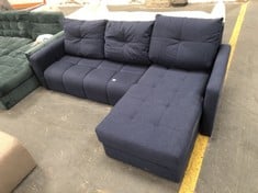 EXPLORER CORNER SOFA BED WITH STORAGE IN DARK BLUE FABRIC - RRP £1377 (COLLECTION OR OPTIONAL DELIVERY)