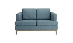 SCARLETT STRUCTURED 2 SEATER SOFA IN DARK BLUE FABRIC - RRP £699 (COLLECTION OR OPTIONAL DELIVERY)