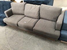 SCARLETT STRUCTURED 3 SEATER SOFA IN DARK GREY FABRIC - RRP £749 (COLLECTION OR OPTIONAL DELIVERY)