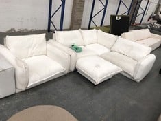 BALI MODULAR CORNER SOFA IN WHITE TEDDY FABRIC WITH BALI FOOTSTOOL IN WHITE TEDDY FABRIC TO INCLUDE BALI ARMCHAIR IN WHITE TEDDY FABRIC - TOTAL LOT RRP £2481 (COLLECTION OR OPTIONAL DELIVERY)