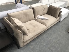 TASNA 3 SEATER SOFA IN LIGHT BROWN / NUDE VELVET SOFA - RRP £1322 (COLLECTION OR OPTIONAL DELIVERY)