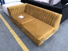 SLENDER 2 SEATER END SOFA PART IN GOLDEN YELLOW VELVET (PART) (COLLECTION OR OPTIONAL DELIVERY)