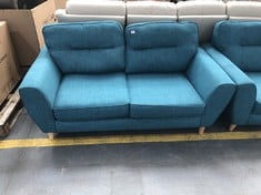 HETTY 2 SEATER SOFA WITH FULL BACK IN LINOSO TEAL (COLLECTION OR OPTIONAL DELIVERY)