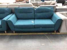 HETTY 2 SEATER SOFA WITH FULL BACK IN LINOSO TEAL (COLLECTION OR OPTIONAL DELIVERY)