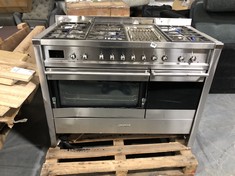 SMEG DUAL FUEL RANGE COOKER IN STAINLESS STEEL (SMASHED) (COLLECTION OR OPTIONAL DELIVERY)