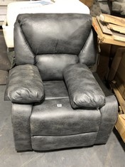 DARK GREY WORN EFFECT LEATHER ARMCHAIR (COLLECTION OR OPTIONAL DELIVERY)