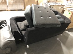 BLACK FABRIC CORNER SOFA (PART) (COLLECTION OR OPTIONAL DELIVERY)