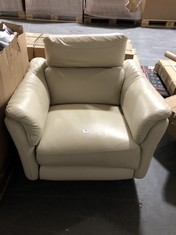 CREAM LEATHER ARMCHAIR (COLLECTION OR OPTIONAL DELIVERY)