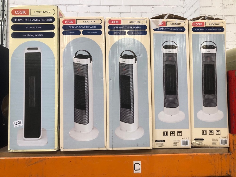 John Pye Auctions 5 X ASSORTED LOGIK TOWER HEATERS TO INCLUDE TOWER