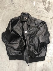 HIGS LEATHERS & SHEEPSKINS BLACK LEATHER JACKET - SIZE 5XL (DELIVERY ONLY)