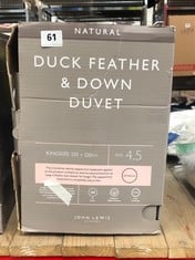JOHN LEWIS NATURAL DUCK FEATHER & DOWN DUVET 4.5 TOG KING (DELIVERY ONLY)