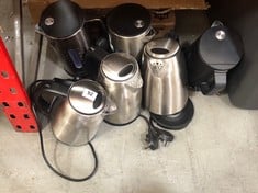6 X ASSORTED KETTLES TO INCLUDE JOHN LEWIS ANYDAY 1.7L KETTLE IN SILVER (DELIVERY ONLY)