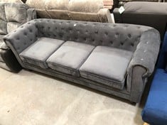 CHESTERFIELD 2/3 SEATER VELVET SOFA GREY RRP- £549.99 (COLLECTION OR OPTIONAL DELIVERY)