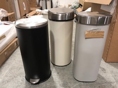 3 X ASSORTED JOHN LEWIS CYLINDER BINS TO INCLUDE BLACK PEDAL BIN (COLLECTION OR OPTIONAL DELIVERY)