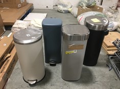 4 X ASSORTED JOHN LEWIS BINS TO INCLUDE BLACK TOUCH LID TOP (COLLECTION OR OPTIONAL DELIVERY)